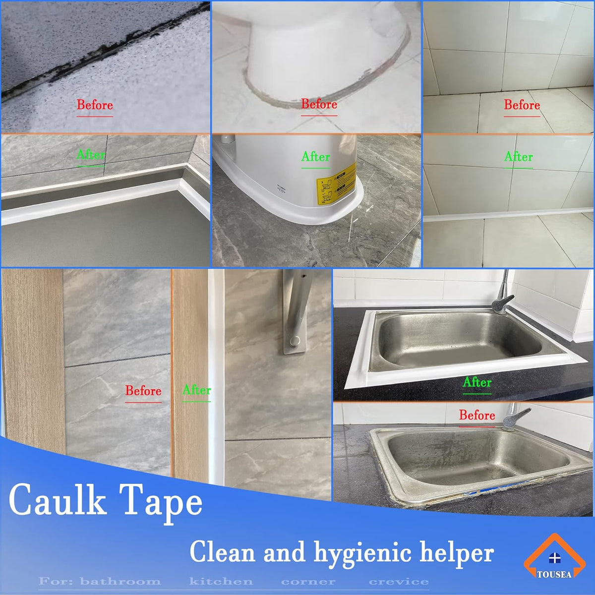 Caulk Tape Self Adhesive,Caulking Tape for Bathroom Sealant Strip Caulk Strip,Waterproof Caulking