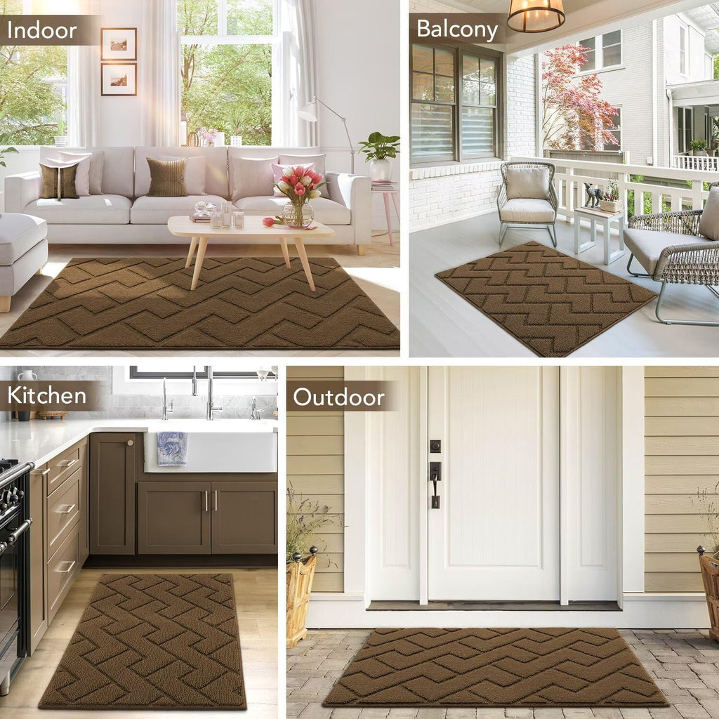 hicorfe Front Door Mat Outside Entrance,24"x35" Absorbent Muddy Dirt Resist Welcome Door Mats