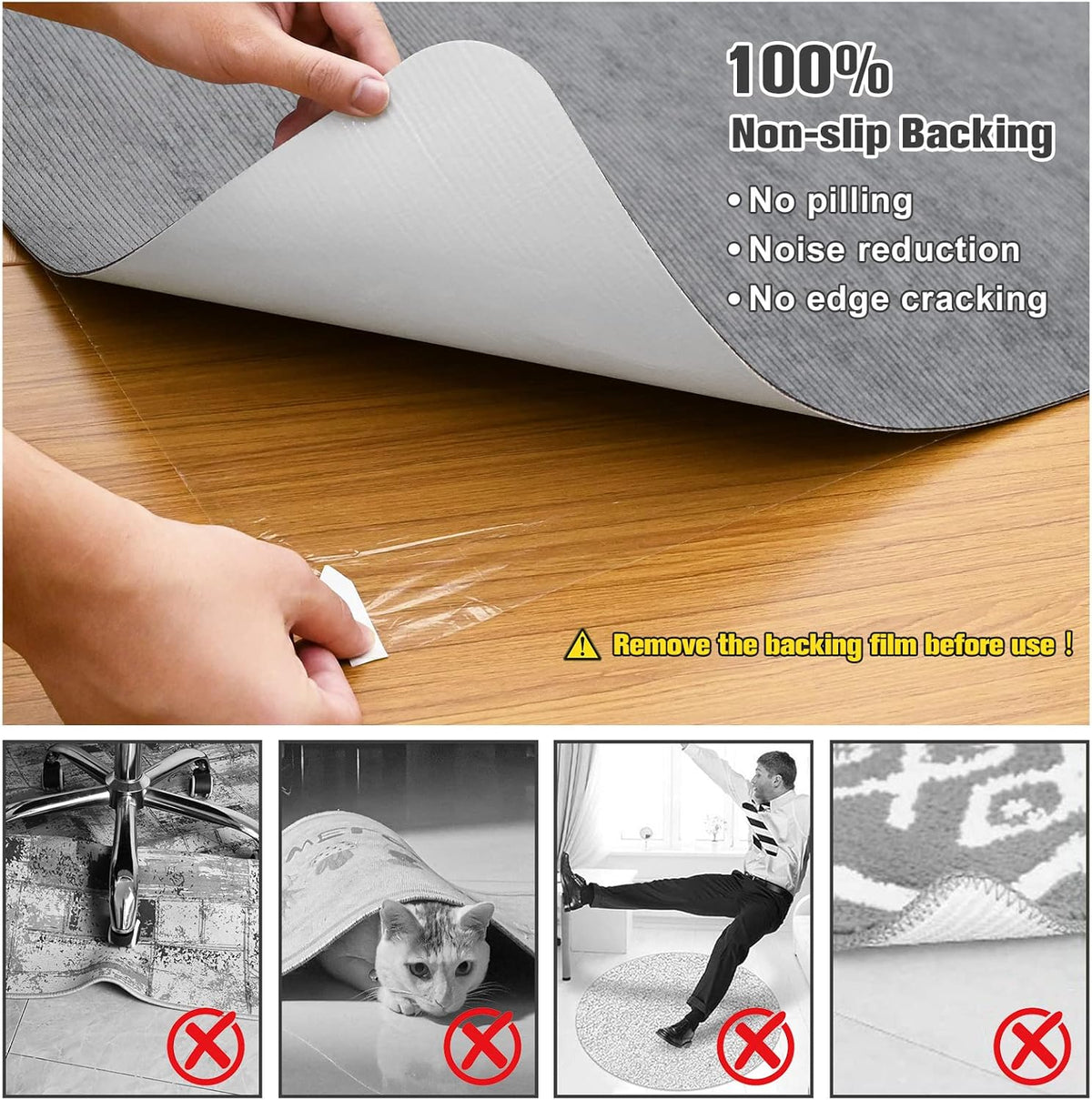 Placoot Desk Chair Mat for Hardwood Floor Corduroy Surface 1/6" Thick 55"x35" Office Chair Mat for