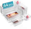 Vtopmart 44 PCS Clear Plastic Drawer Organizers Set, 4-Size Versatile Bathroom and Vanity Organizer