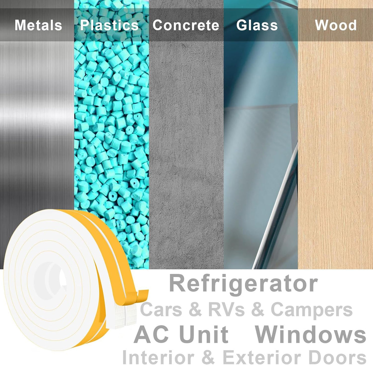 Strong Adhesive Weather Stripping for Doors and Windows, High Density Door Seal, SoundProof