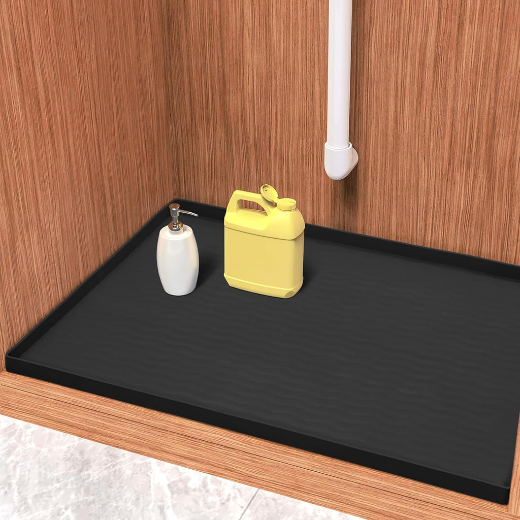URMONA Waterproof Silicone Under Sink Mat 19'' x 12'' Shelf Liner for Kitchen and Bathroom, Cabinet
