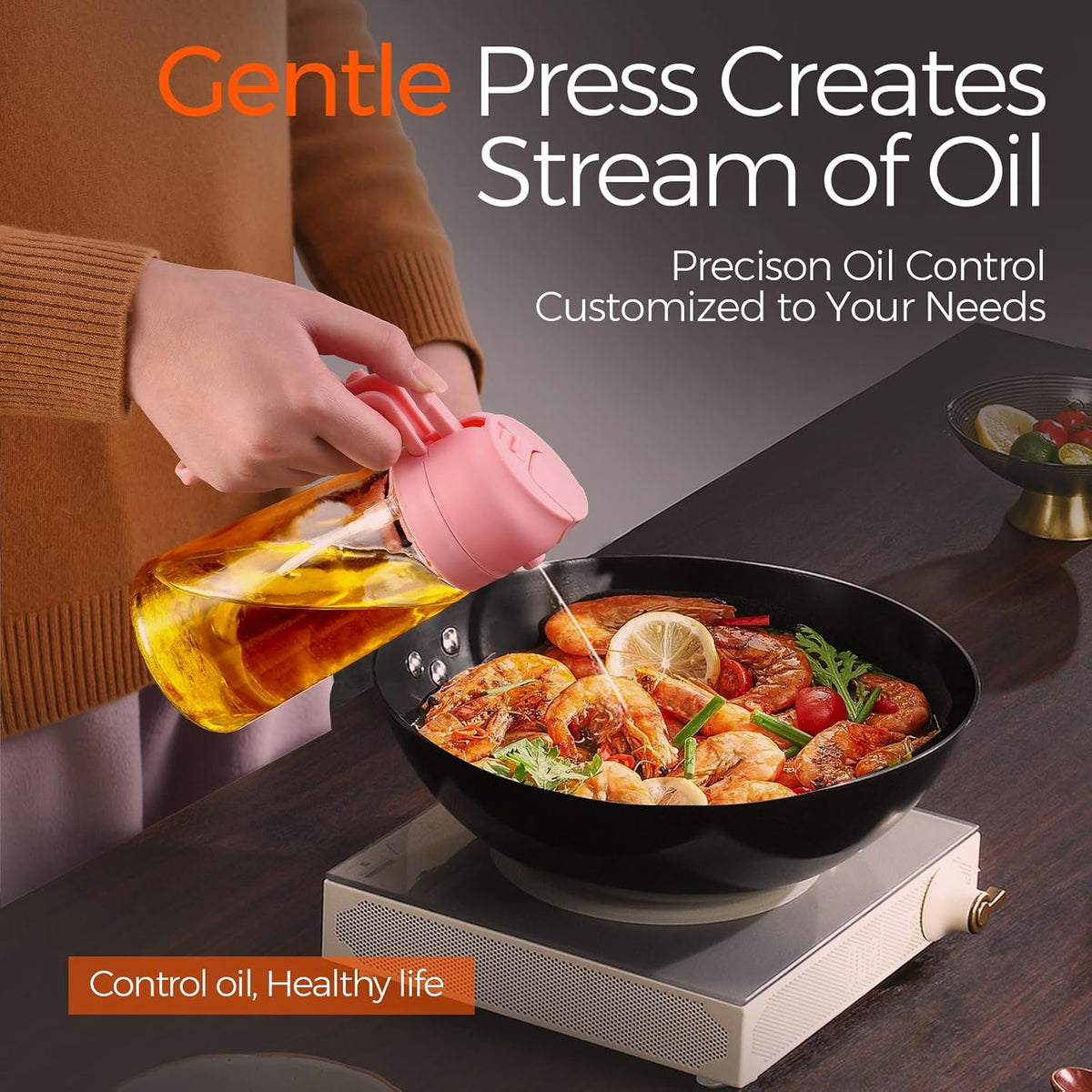 YARRAMATE 16oz/470ml Oil Sprayer for Cooking with Stickers, Food-grade Premium 2 in 1 Olive Oil