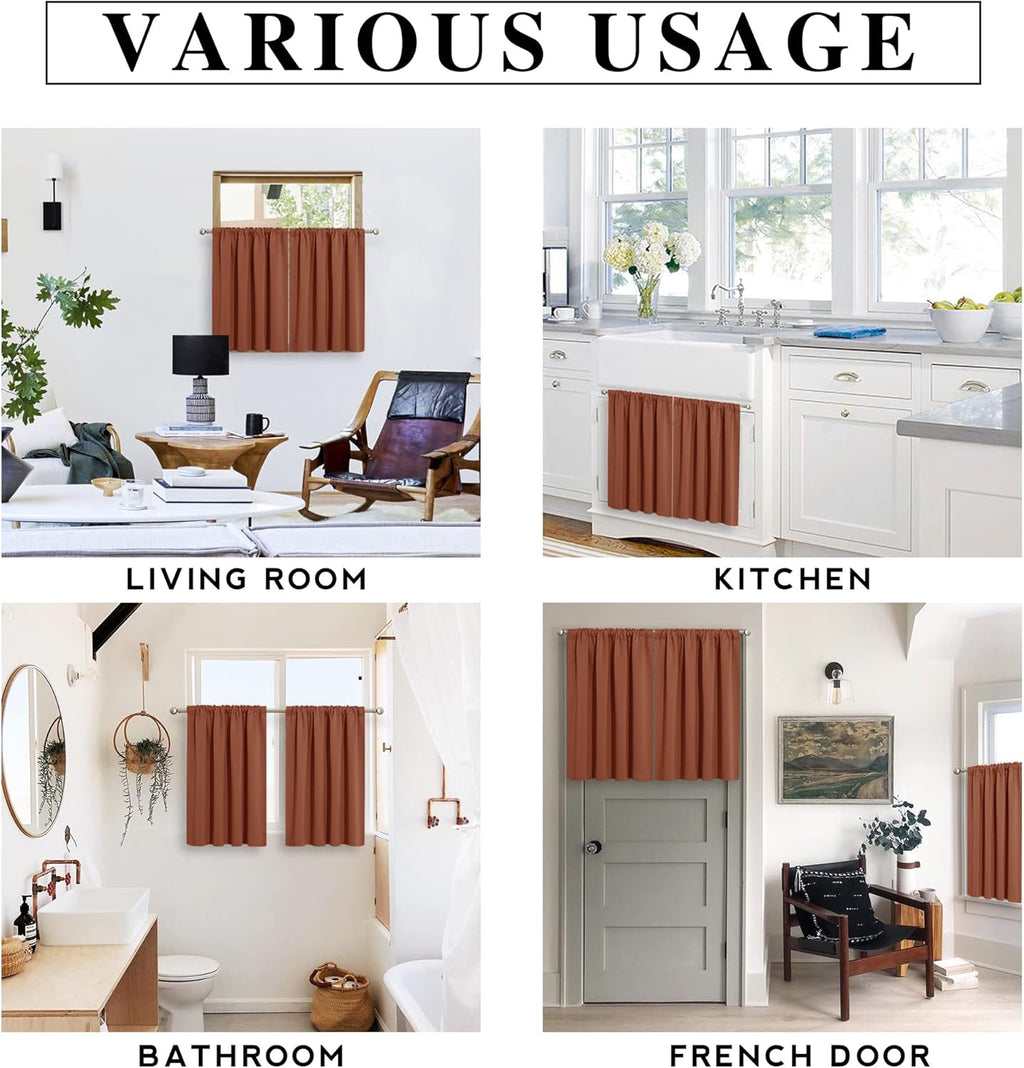 RYB HOME Small Curtains for Bathroom Windows, Blackout Blinds Shades for Bedroom Dorm Storage