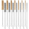 14-Pieces Brass Wire Brush Stainless Steel Tube Brush Set 12" Round Wire Brushes Kit Bore Brush
