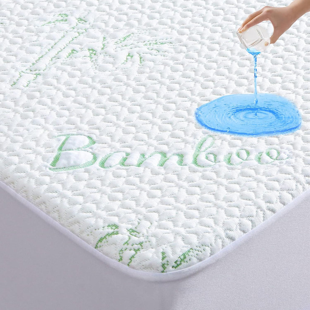 GOONIK Queen Mattress Protector, Breathable Bamboo Viscose Waterproof Queen Size Mattress Pad Cover