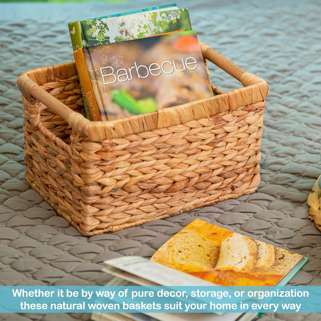 Small Wicker Baskets for Organizing Bathroom, Hyacinth Baskets for Storage, Wicker Storage Basket