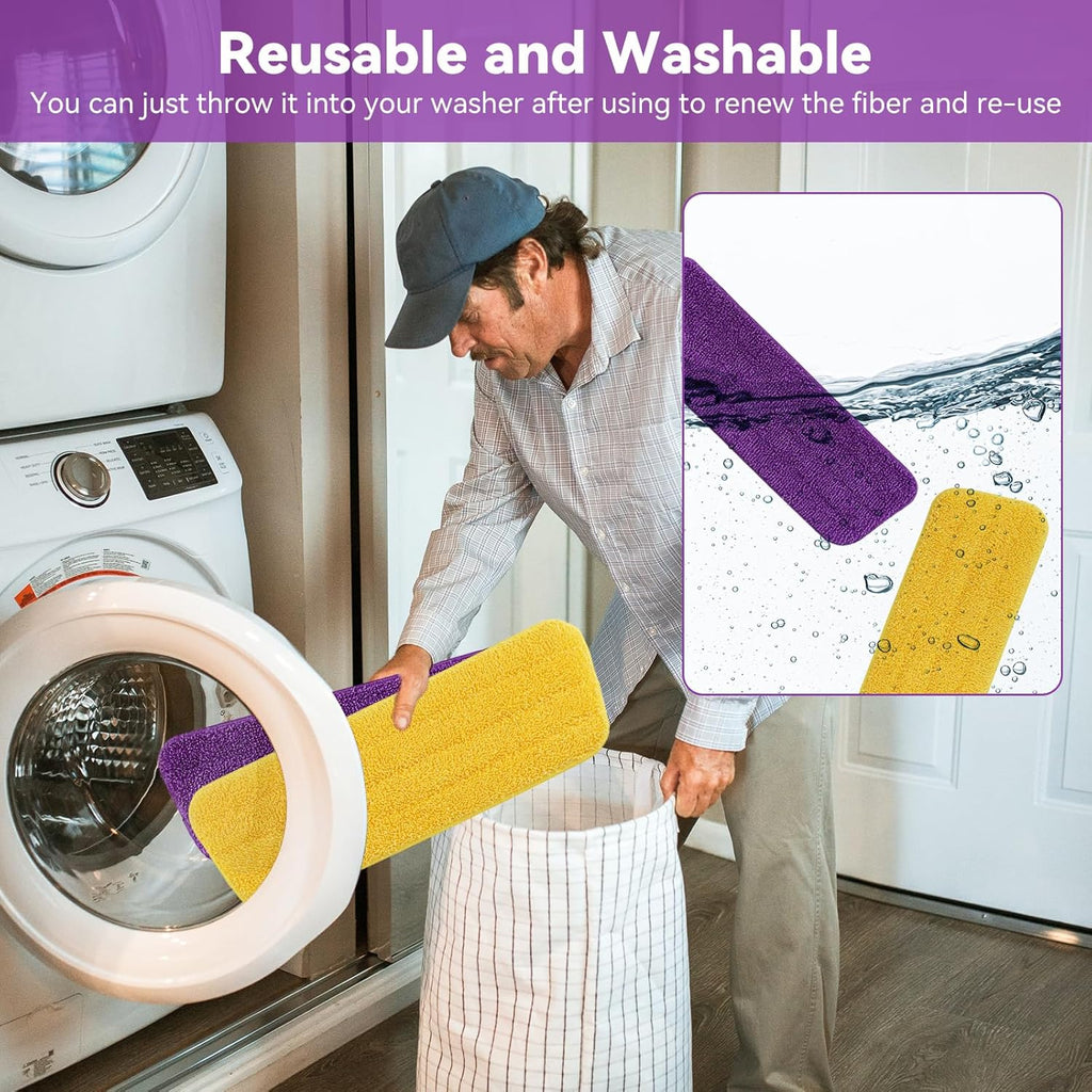 16.5 inch Microfiber Mop Pads for Rubbermaid Reveal Spray Mop and Any 16.5" Flat Mop - 10 Pack