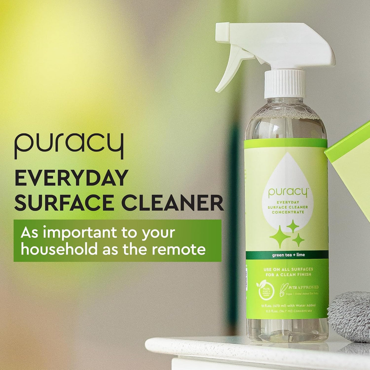 Puracy Multi-Surface Cleaner Spray - Plant-Powered Everyday Surface Cleaner - Natural All Purpose