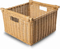 The Basket Lady Deep Pole Handle Wicker Storage Basket, Large, 15 in L x 15.5 in W x 9.5 in H