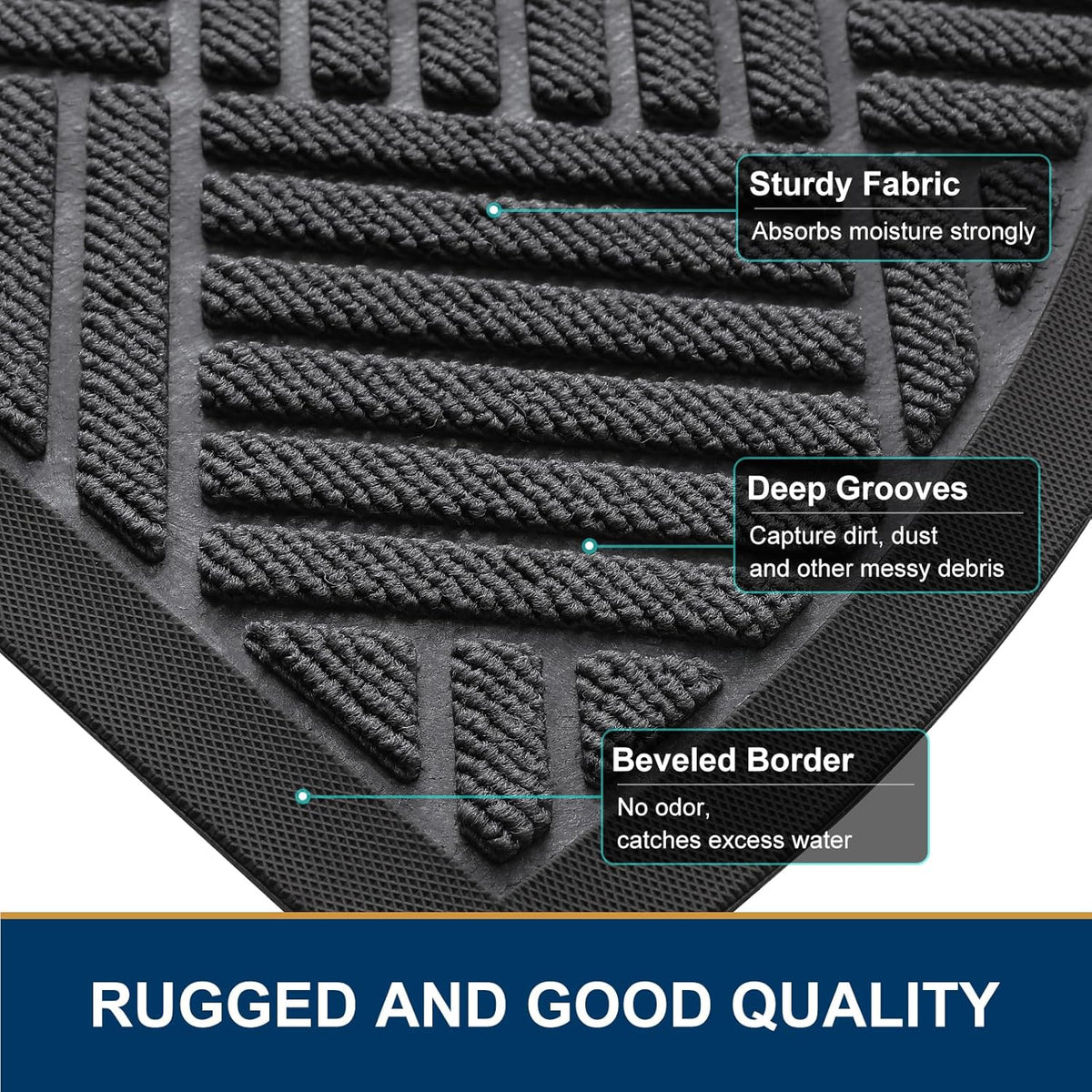 Smiry Half Circle Front Door Mat Outside Entrance,Heavy Duty Outdoor Indoor Natural Rubber