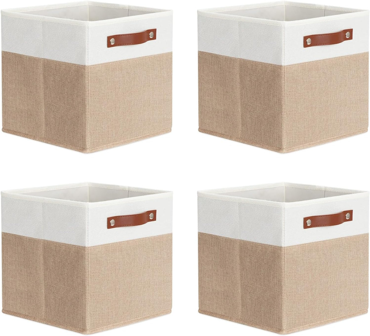DULLEMELO 11 inch Cube Storage Bins,Fabric Storage Cubes for Organizing,Collapsible Foldable Linen