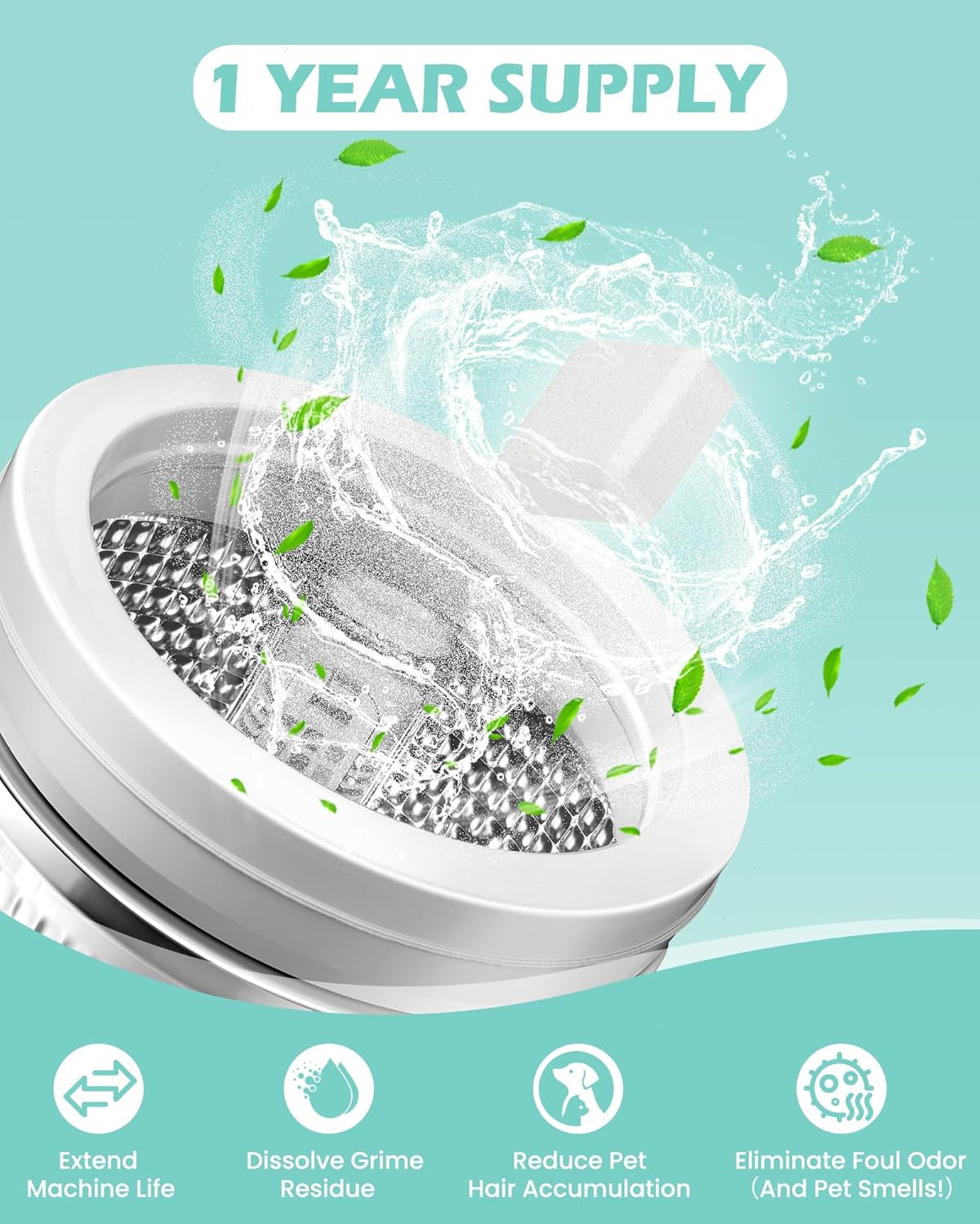 Washing Machine Cleaner Tablets: 24 Pack Deep Cleaning For HE, Front Loader & Top Load Washer