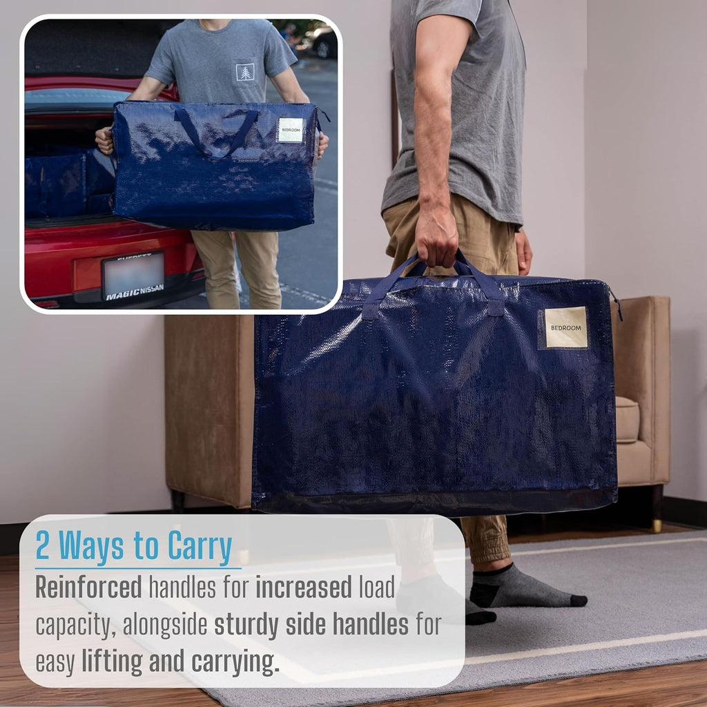 VENO 4 Pack Moving and Storage Bags, Heavy Duty, Alternative to Moving Boxes, Large Packing Totes