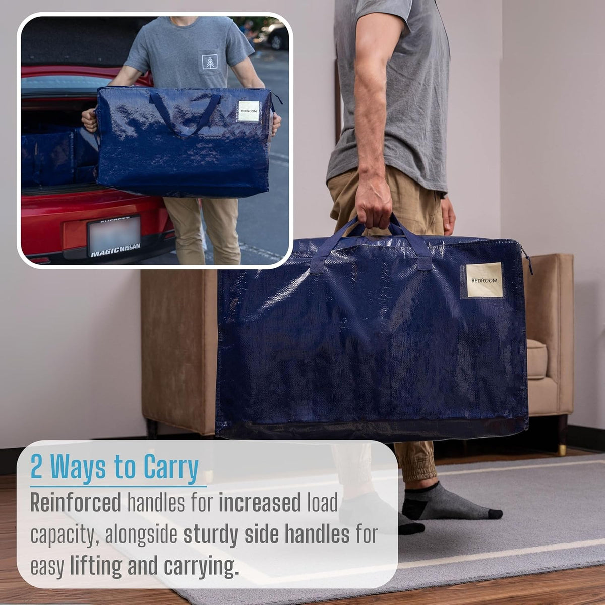 VENO 8 Pack Moving and Storage Bags, Heavy Duty, Alternative to Moving Boxes, Large Packing Totes
