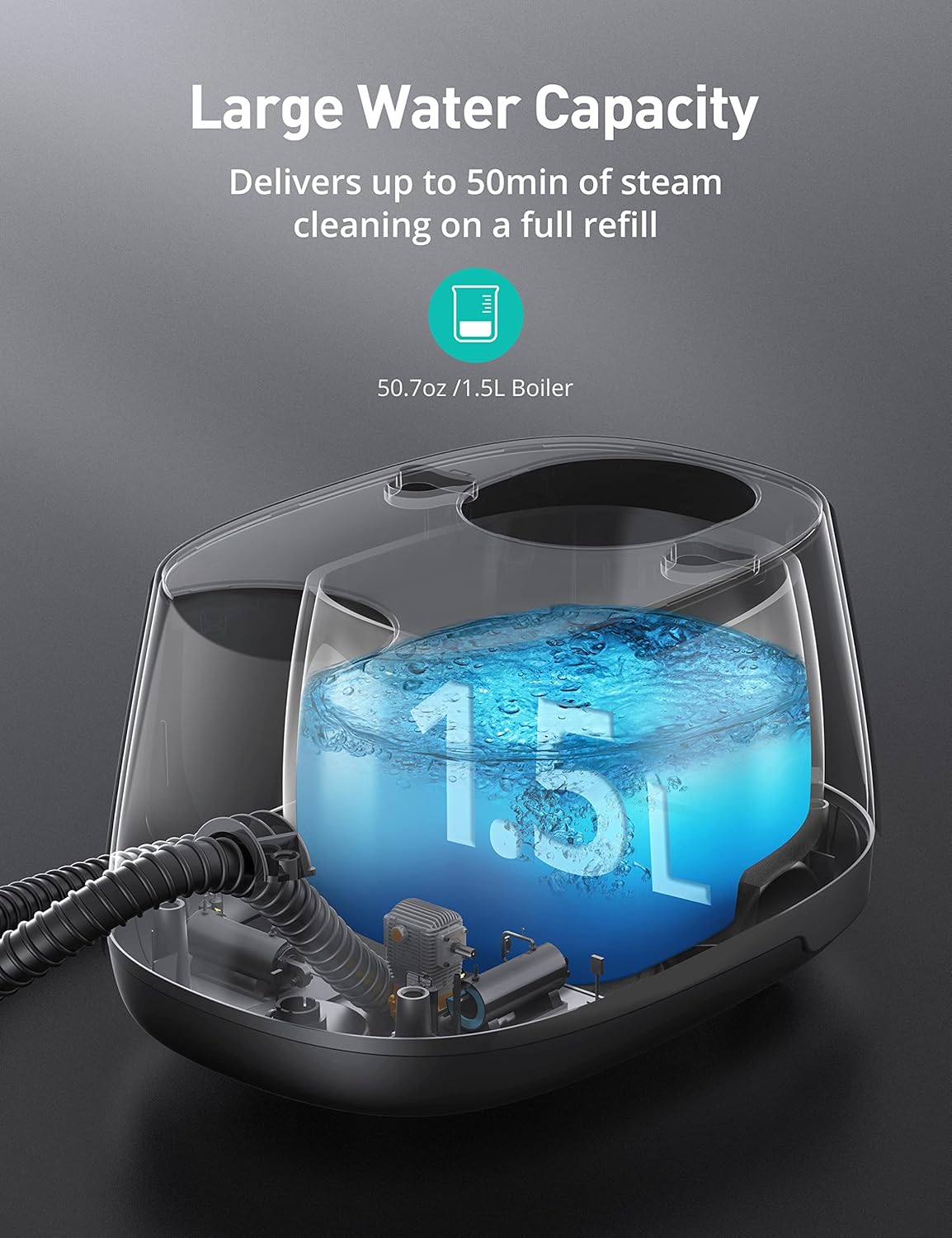 Steam Cleaner, 293°F 58 PSI Powerful Multipurpose Handheld Steam Mop for Home Use, 21 Attachments