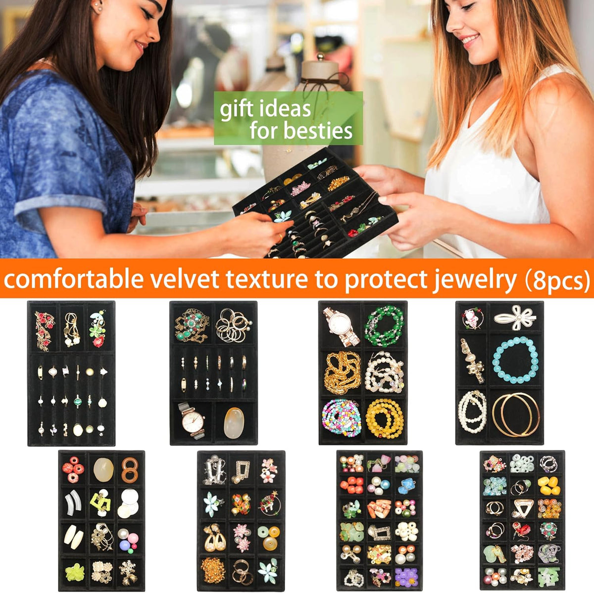 Jewelry Organizer Drawer 8 Set Jewelry Boxes Velvet Jewelry Drawer Organizer Stackable Jewelry Tray
