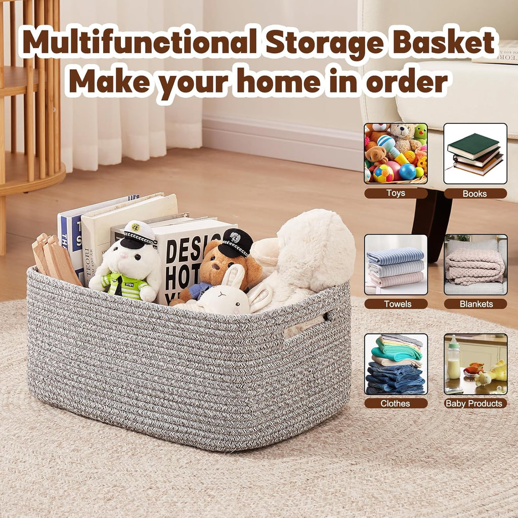 OIAHOMY Storage Basket for Shelves, Closet Cube Storage Bins Baskets for Clothes Blanket Towels