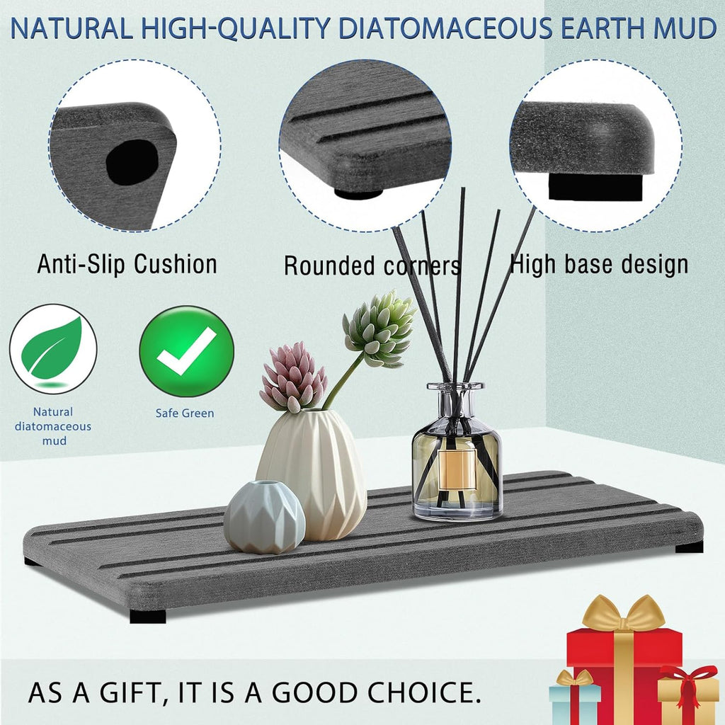 3PCS Water Absorbing Stone Tray, DryingNeat Diatomite Stone Sink Tray, Instant Dry Sink Coasters
