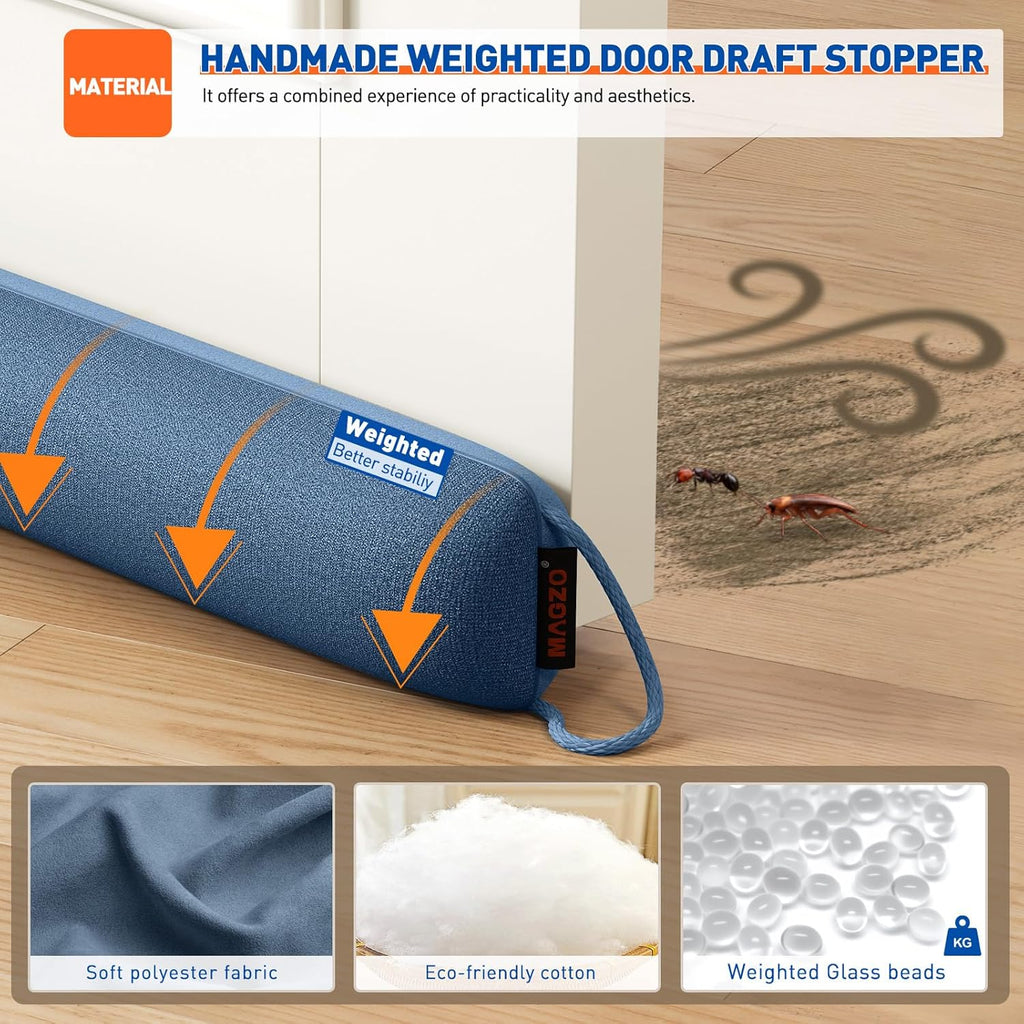 MAGZO Door Draft Stopper, 36 Inch Under Door Draft Blocker Noise Stopper, Weighted Wind Blocker