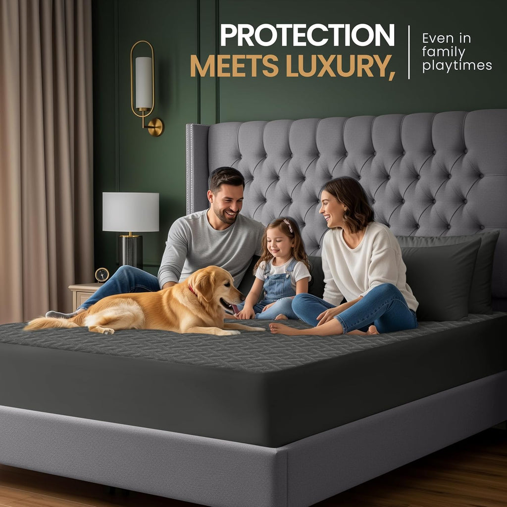 Utopia Bedding Waterproof Mattress Protector Twin Size (Gray), Premium 3D Air Soft Fabric Mattress