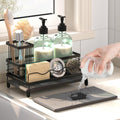 Sink Caddy, Kitchen Sink Organizer with Sponge Holder and Stone Drying Mat, Quick Drying, Stainless