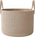Woven Blanket Basket,65L Large Rope Storage Bin with Handles, Organizer for Blankets Toys Book and