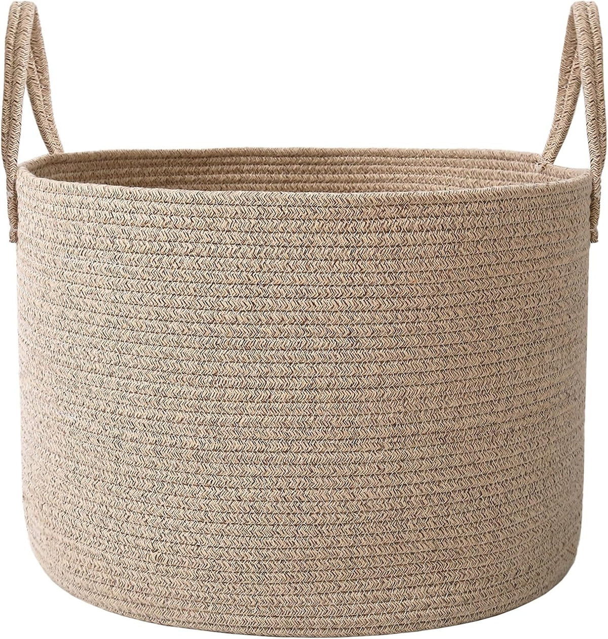 Woven Blanket Basket,65L Large Rope Storage Bin with Handles, Organizer for Blankets Toys Book and