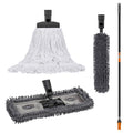 SWOPT 18” Microfiber Dust Mop, Microfiber Flexible Duster, Cotton Mop + 60" Steel Handle, Combo