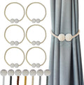 Hion Magnetic Curtain Tiebacks Beige 6 Pack, Curtain Tiebacks Buckles Holdbacks Holders Hooks Clip