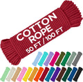 TECEUM Cotton Rope 3/16” (5 mm) – 100 FT – Strong All-Purpose Braided Rope – Natural Cotton – for