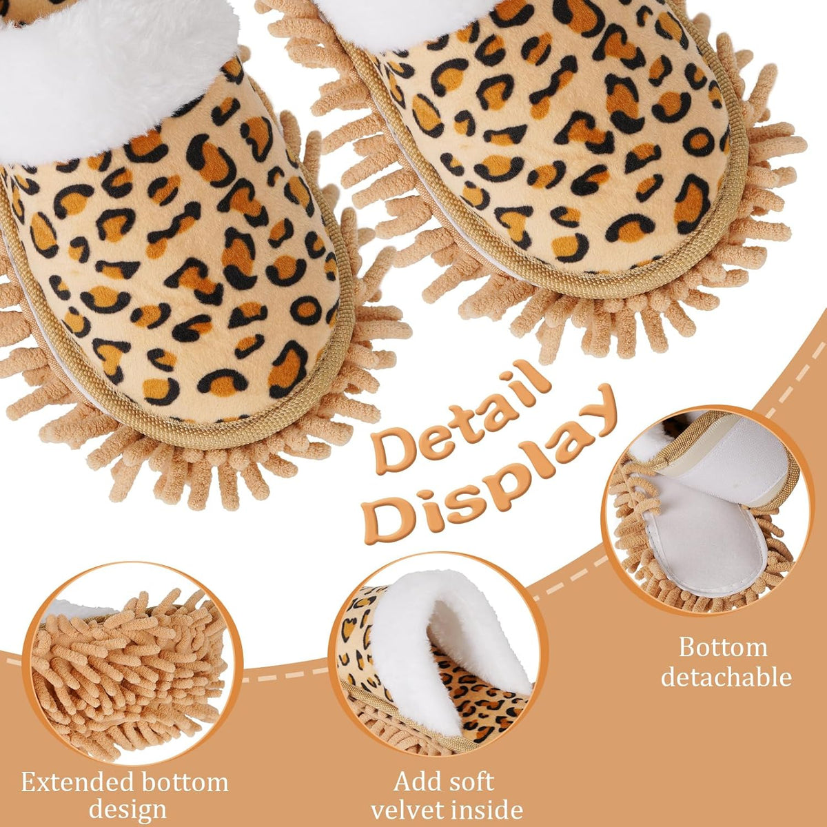 Microfiber Mop Slippers House Floor Dusting Slippers for Kitchen Office (Women 7-9/Men 5-7)