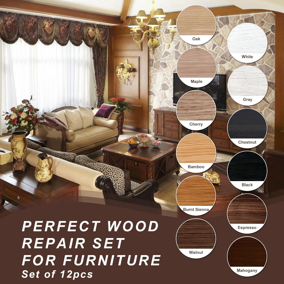 Wood Furniture Repair Kit, 12 Colors Wood Repair Kit, Wood Touch up Fillers, Repair Scratch