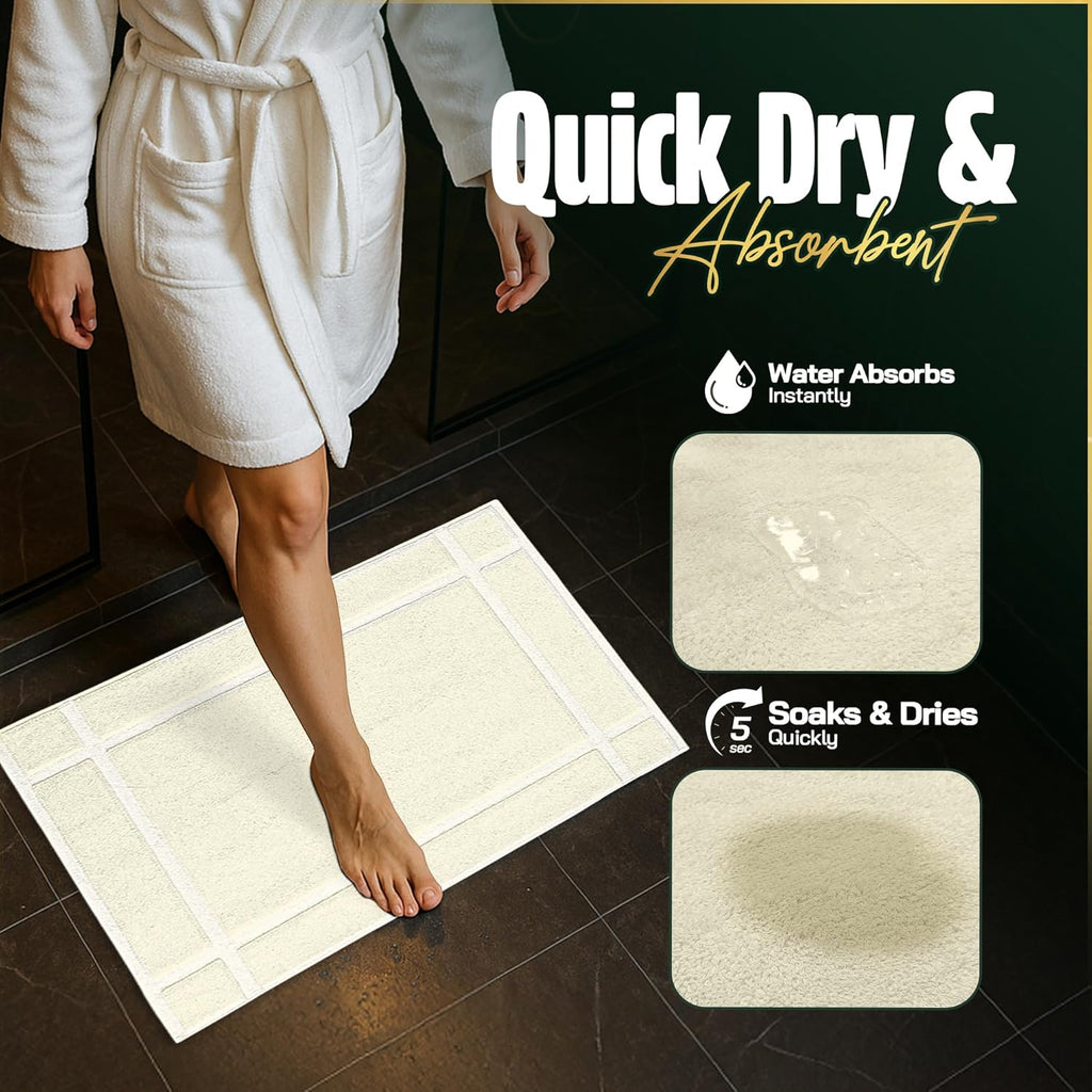 Pearl Linens Pack of 2 100% Cotton Bathmat 20x30 inches, Soft & Absorbent Quick Dry Bathroom Mat