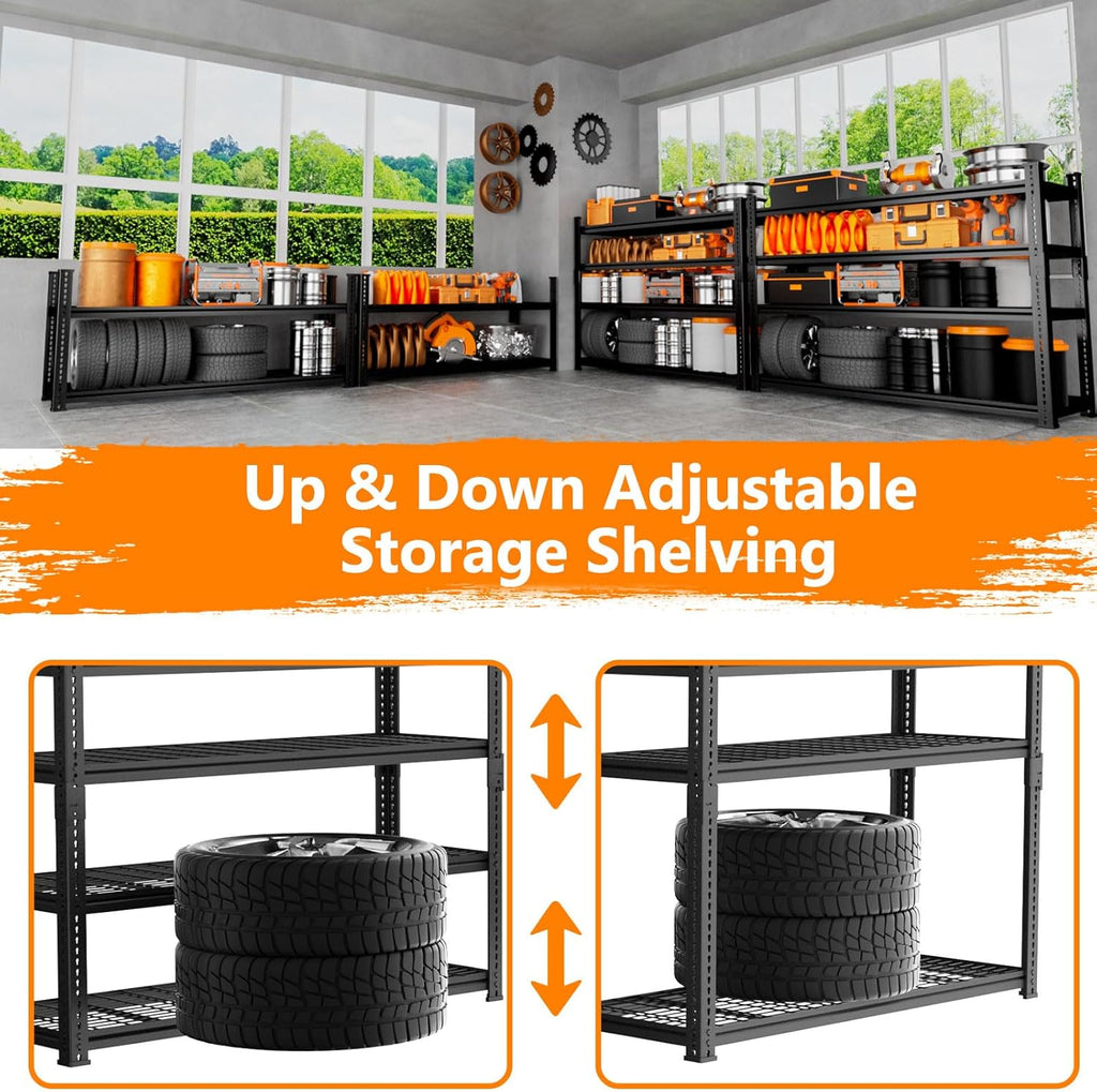 Storage Shelves Heavy Duty, 48"L x 18"W x 60"H Garage Wire Shelving Unit Loads 2640LBS, 4-tier
