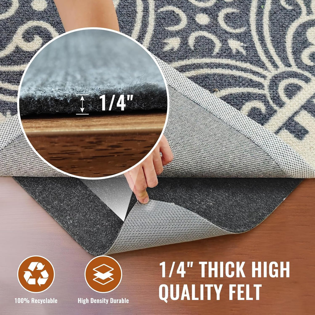 Felt Rug Pad, 2 x 10 Ft Rubber Non-Slip Rug Pad Gripper, Keep Rugs Secure and in Place, Extra