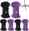 6 PCS Silk Rope Set - 32 Feet Long Nylon Proof Rope Cord and Soft Braided Ropes Black & Purple