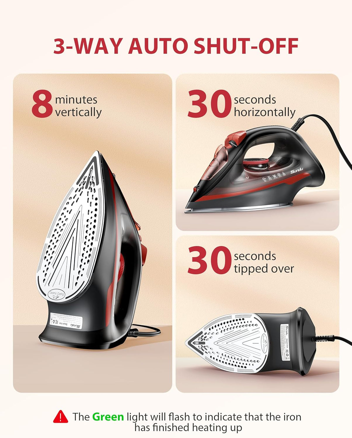 Irons Steamer for Clothes, 1500W Iron with Burst of Steam, 500 Microsteam Holes, Powerful Steam