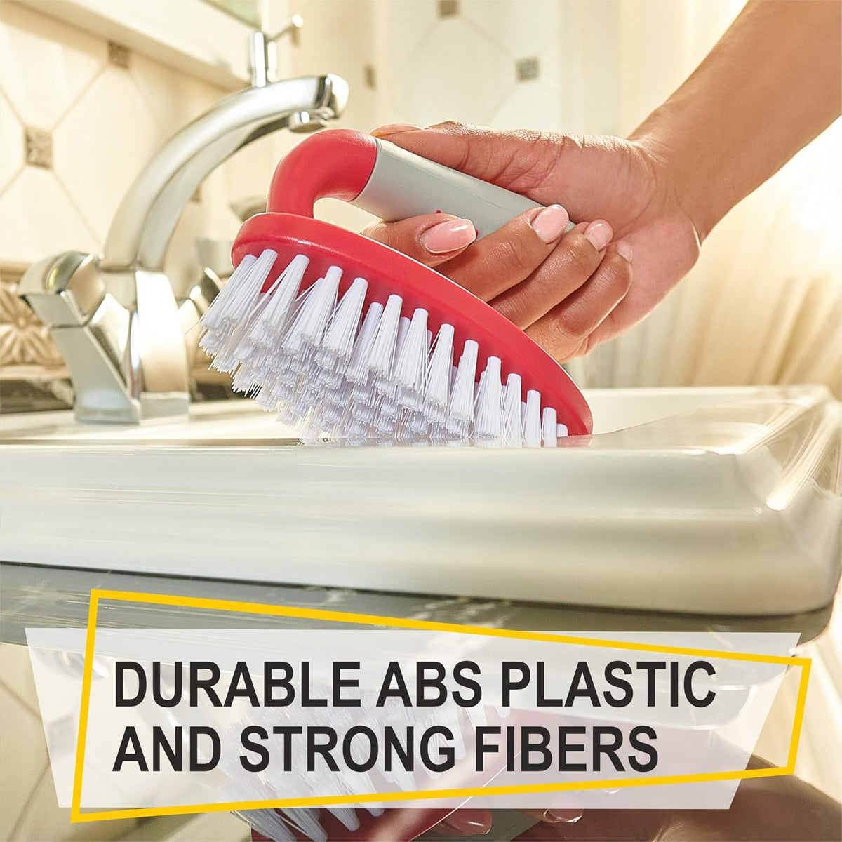 Scrub Brush Set of 3pcs - Cleaning Shower Scrubber with Ergonomic Handle and Durable Bristles