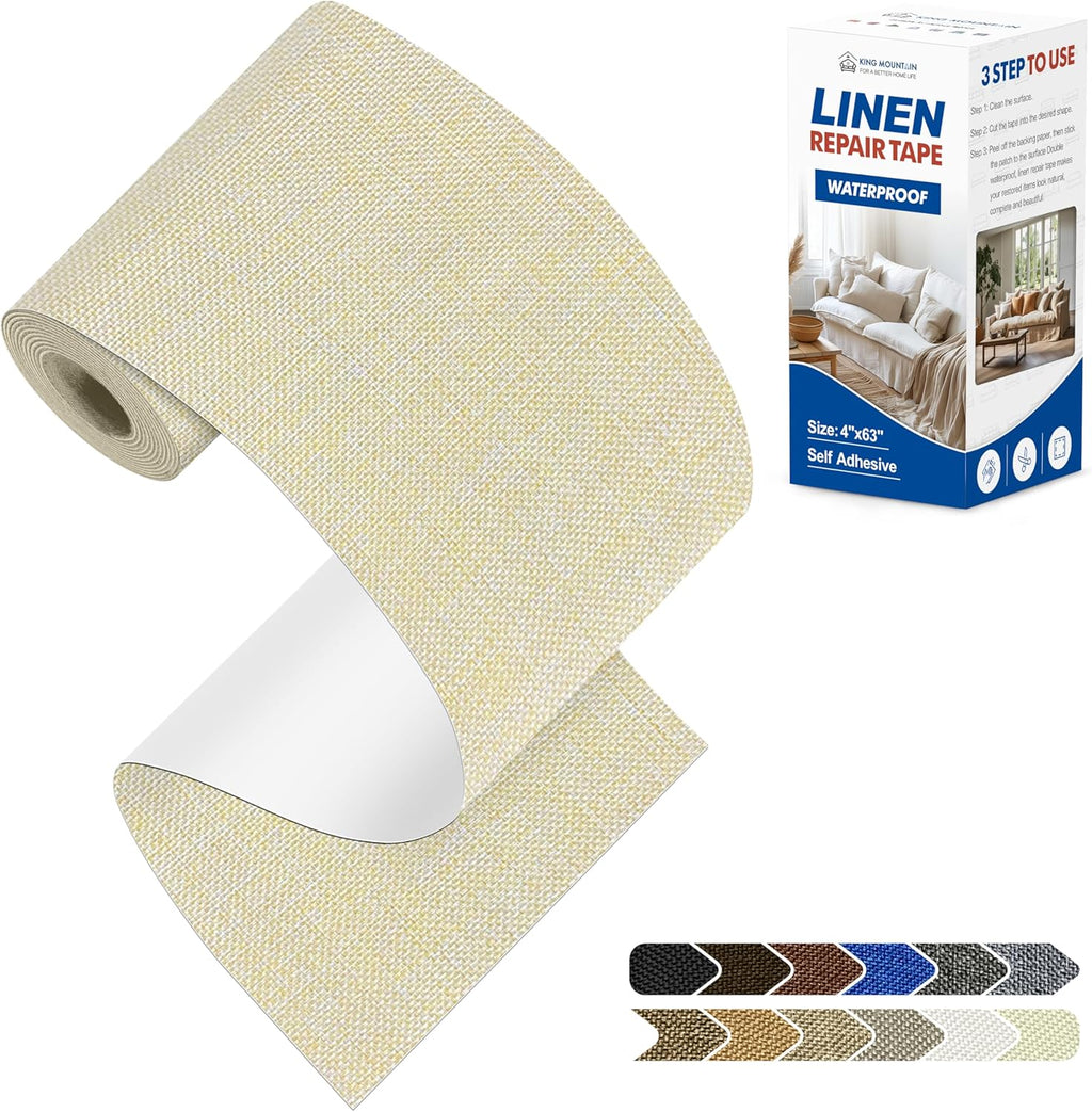 KING MOUNTAIN Linen Repair Patches, Self-Adhesive Fabric Patches, 4 X 63 inch Extra Size, Multi