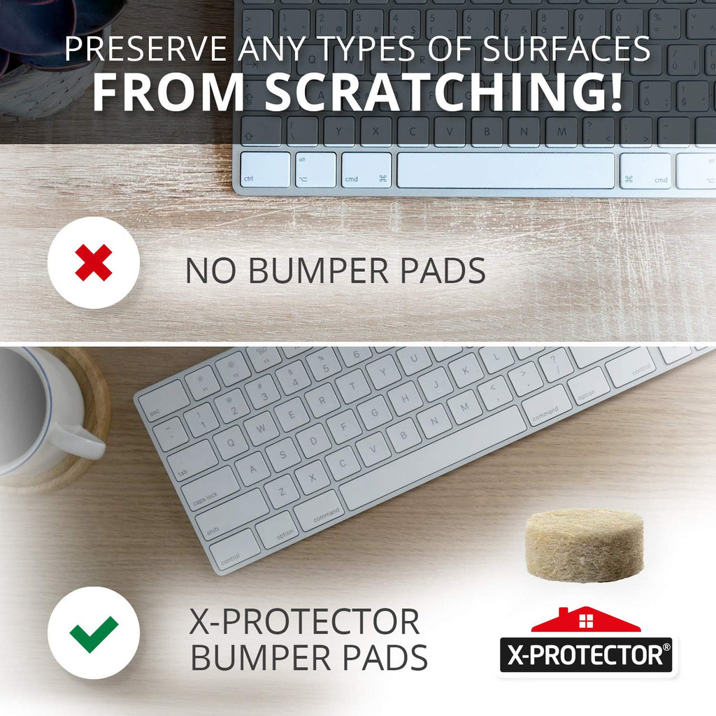 Cabinet Door Bumpers X-Protector 100 PCS – Small Felt Pads 3/8” – Ideal Beige Felt Bumpers