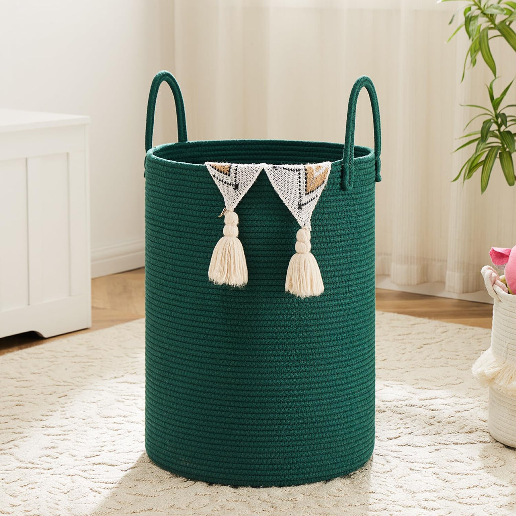 Laundry Basket,Woven Cotton Rope Laundry Hamper,100L for Decorative Storage of Dirty Clothes,Toys