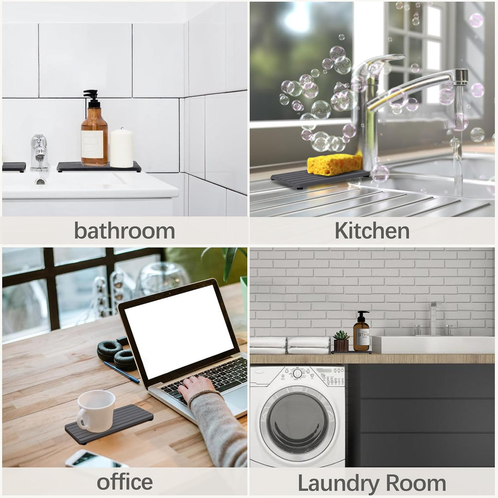 Set of 4 Water Absorbent Diatomite Coasters, Diatomaceous Earth Kitchen Soap Dish, Bathroom Trays