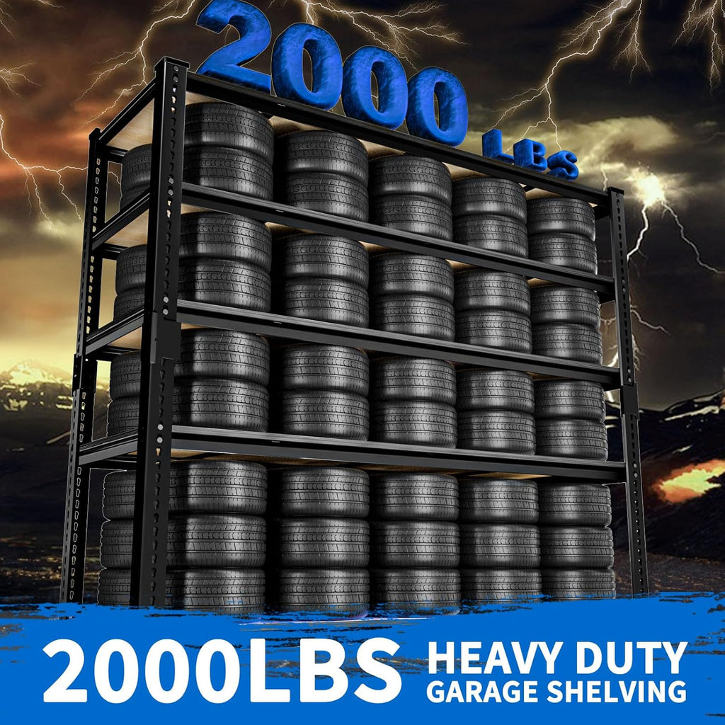Garage Shelving, 2 PCS Storage Shelves Heavy Duty 2000 LBS Capacity, 5 Tier Adjustable Metal