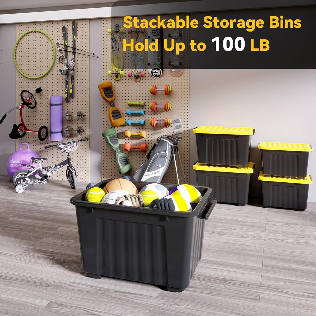 Nazhura 72Quart Plastic Storage Bin, Stackable and Nestable Storage Boxes with White Lids and