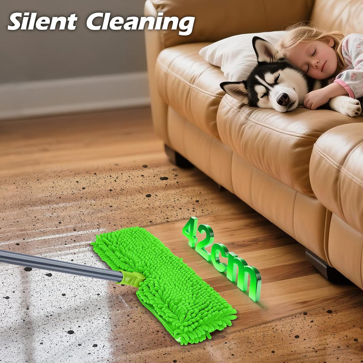 MASTERTOP Microfiber Mops for Floor Cleaning, Double-Sided Dust Mop with 4 Reusable & Washable Mop