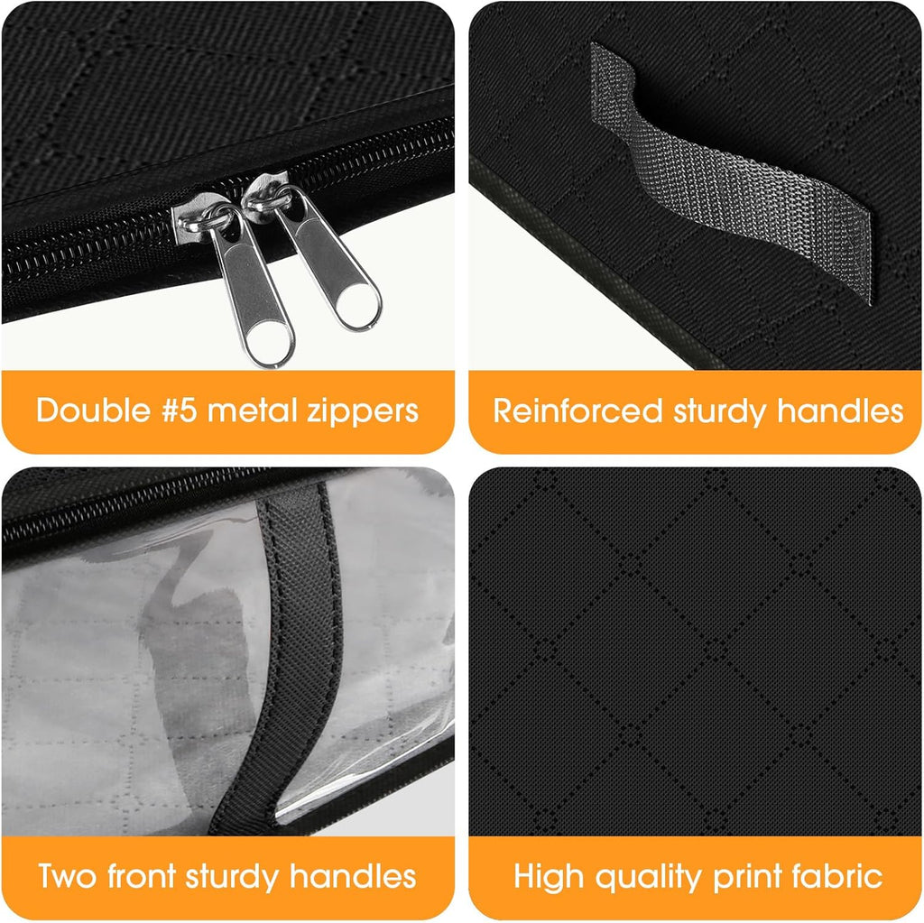StorageRight Under Bed Storage Bins, 6-Pack 40L Foldable Fabric Storage Bags with Transparent
