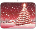 Christmas Tree Red Dish Drying Mat for Kitchen Countertop 18x24 Winter Snow Cabin Xmas Large Drying