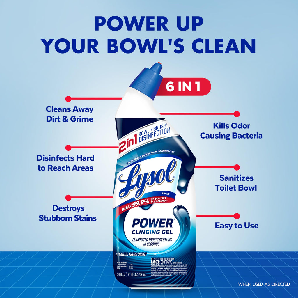Lysol Toilet Bowl Cleaner, Max Strength Bathroom Cleaning Supplies, Toilet Bowl Cleaner Clinging