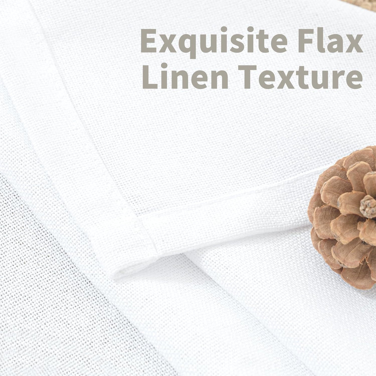 YoungsTex 72 Inch Length White Linen Curtains for Living Room 2 Panels, Rod Pocket Back Tab Semi